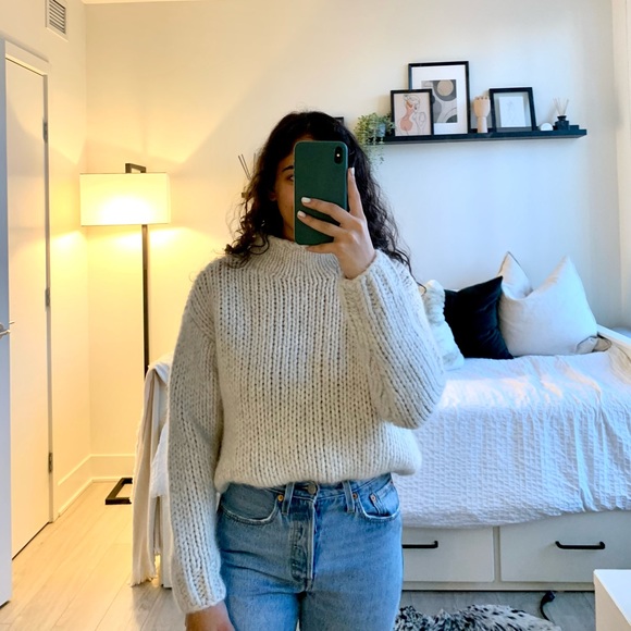 Oversized Chunky Knit Grey Zara Sweater - Picture 1 of 3